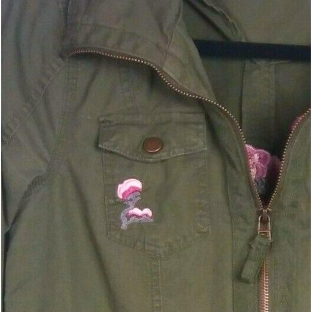Miami Green Jacket Size Small Floral Embroidered Flowers - Picture 3 of 6